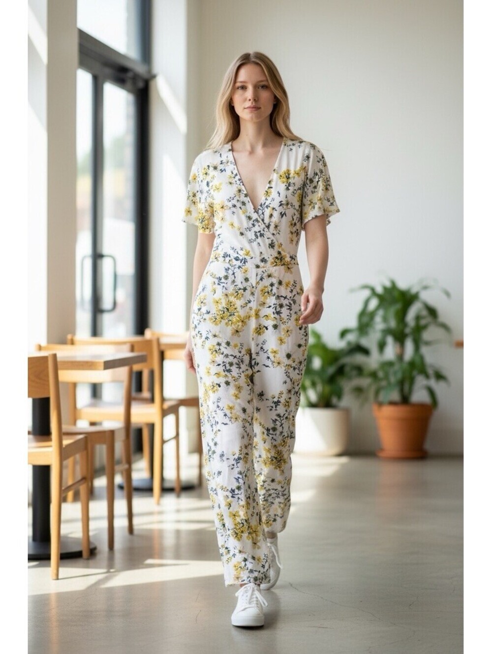 Banana Republic  Dixie  Floral Jumpsuit,Blue, Yellow Floral SIZE 2 Petite